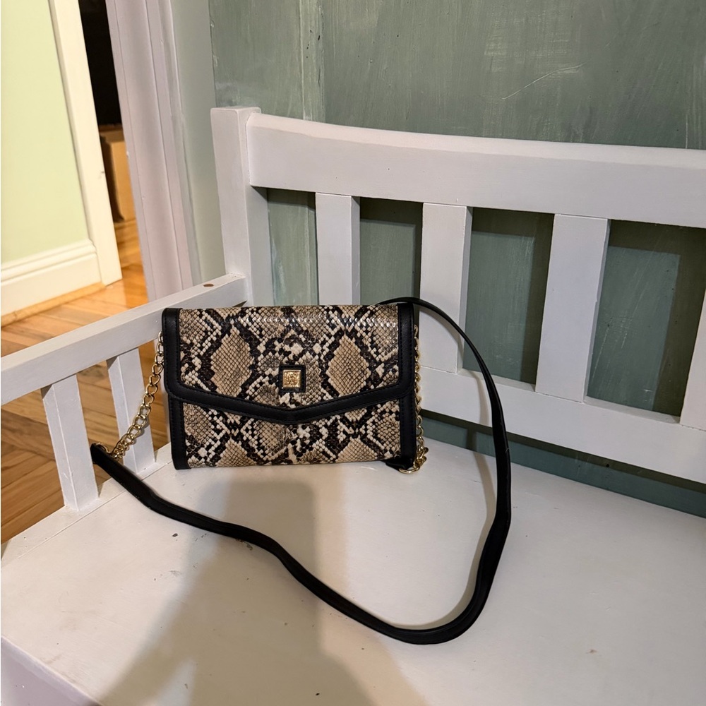 Anne Klein Black and Tan Crossbody Bag